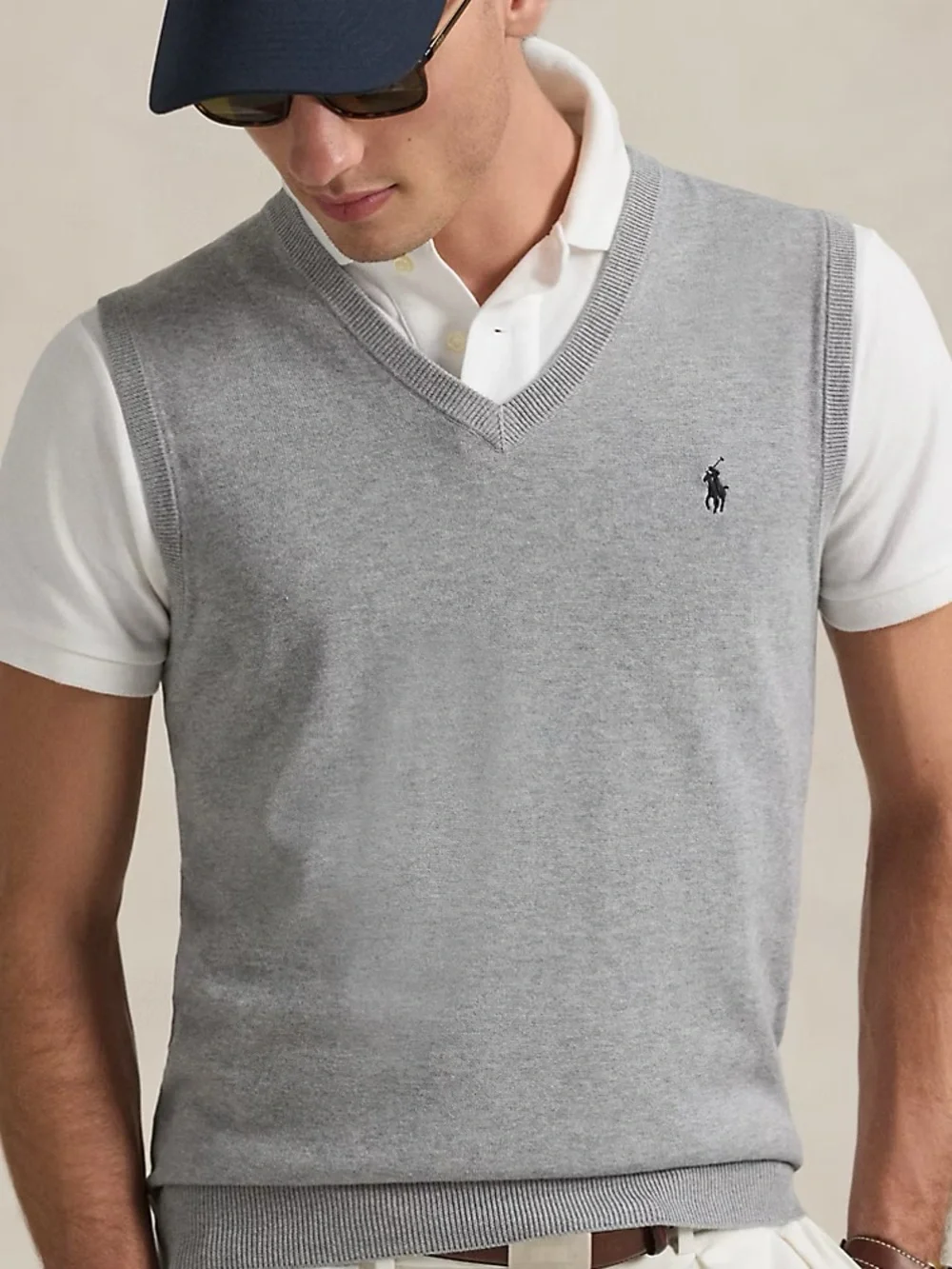 Polo by Ralph Lauren Light Gray V-Neck Knit Sweater Vest